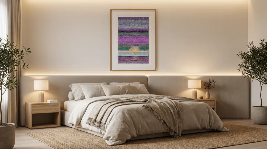 SOL artwork displayed in a bedroom