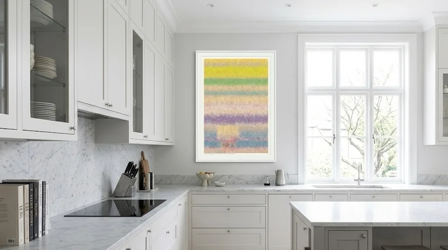 SOL artwork displayed in a kitchen