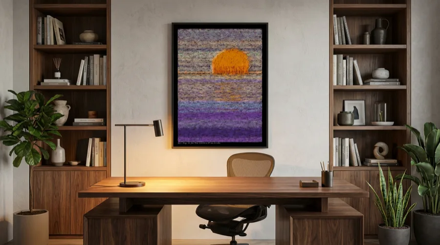 SOL artwork displayed in a home office
